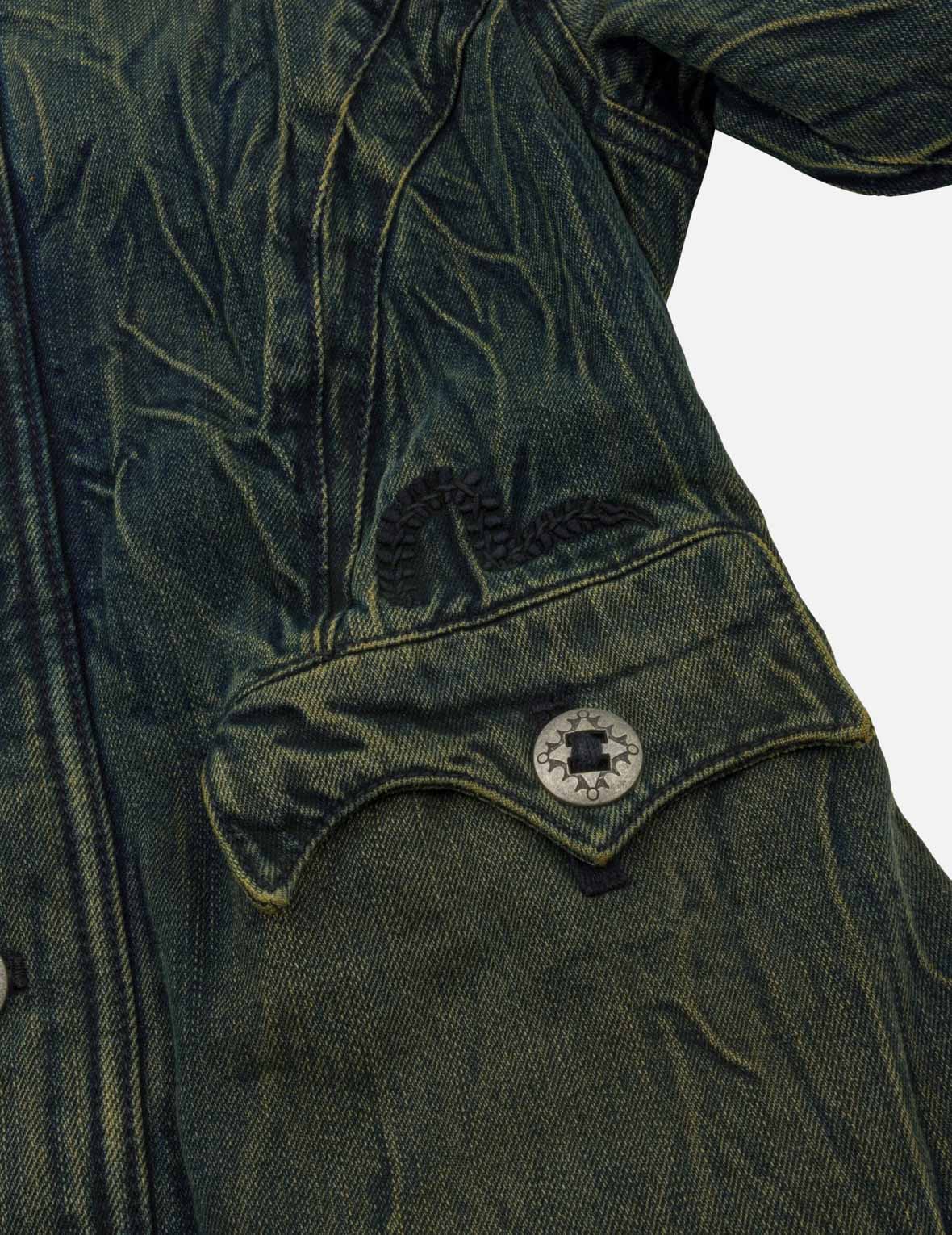3D Tie-Dye Stand Collar Denim Jacket