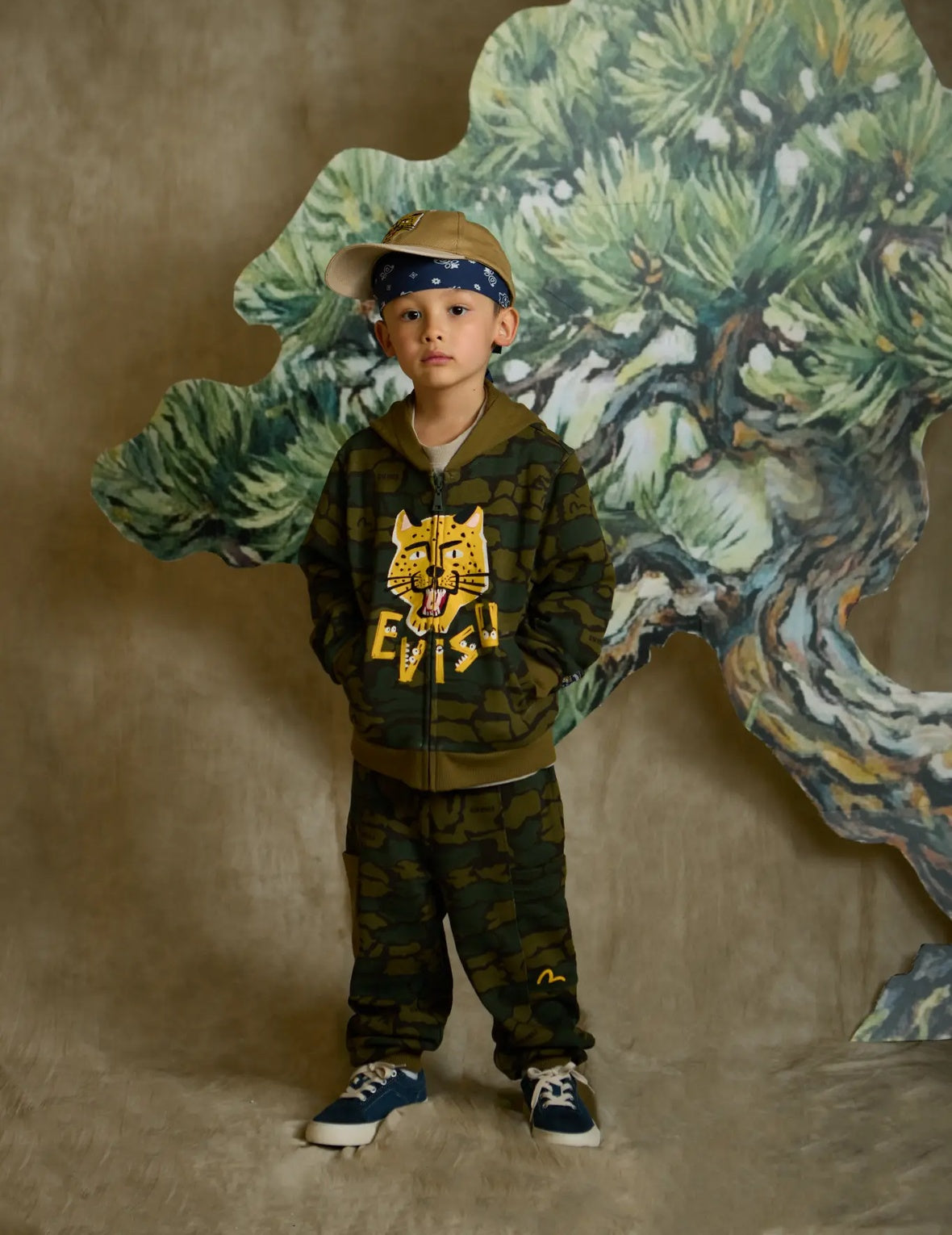 EVISU Logo Camouflage Sweatpants