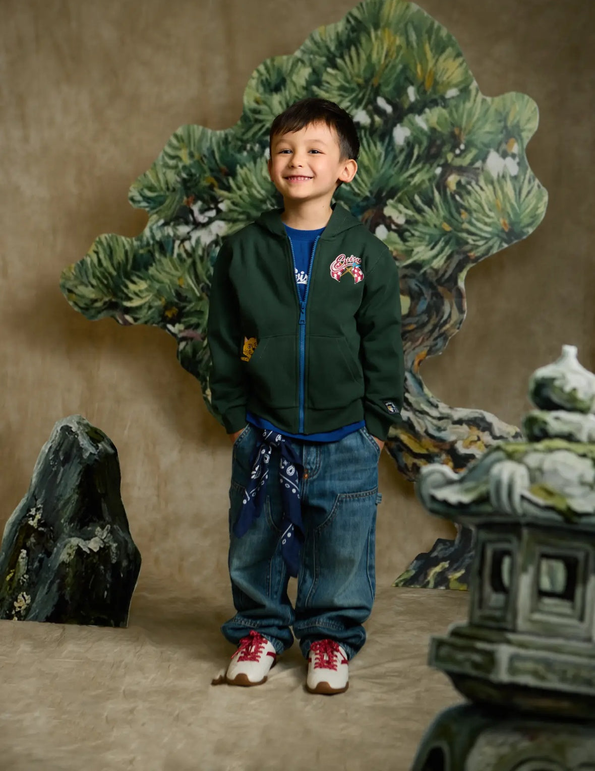 小豹子多口袋拉鍊連帽衛衣