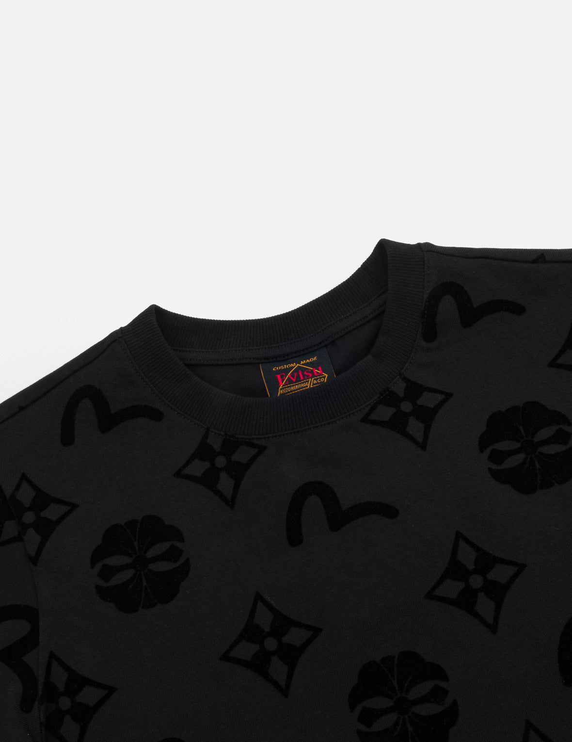 All-Over Kamon and Seagull Flocked Print T-Shirt