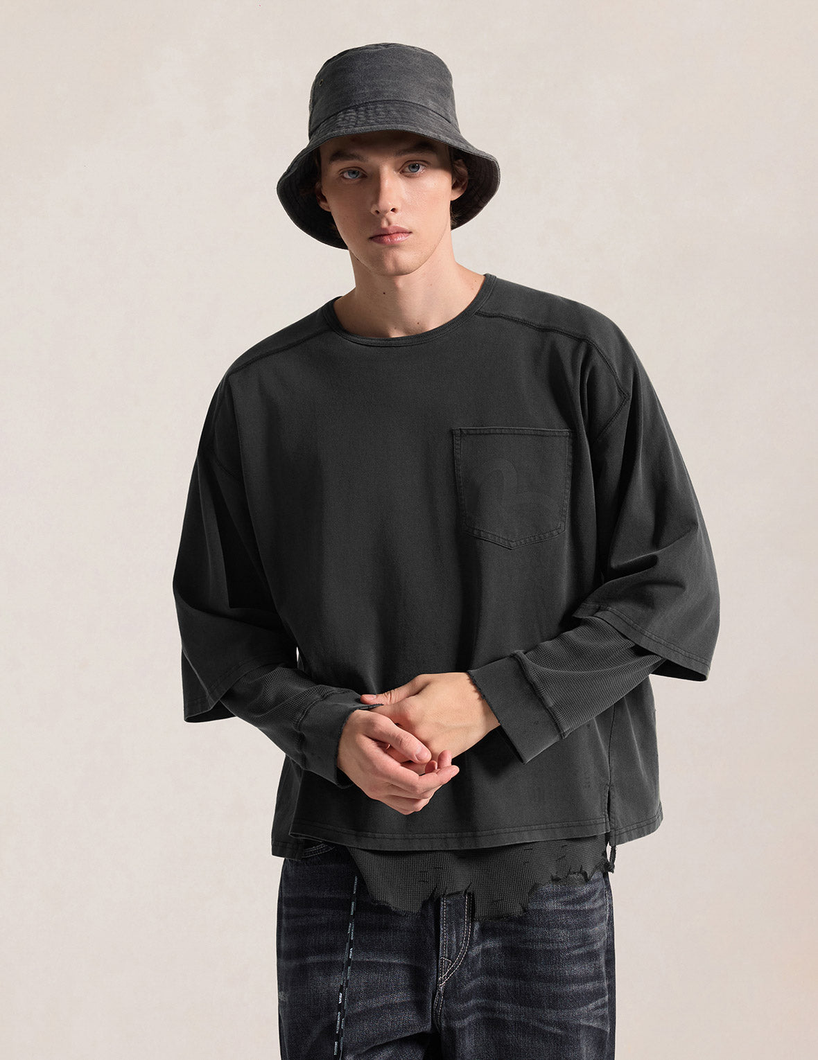 EVISU x mastermind JAPAN x roarguns Distressed Layered Long-Sleeve T-Shirt