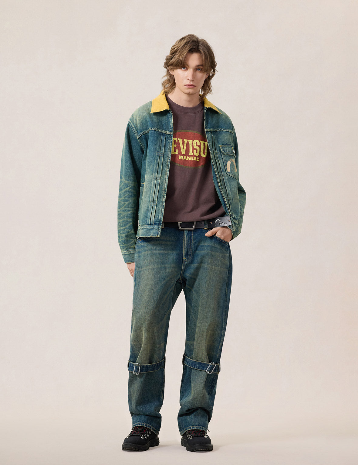 Contrast Collar Zipped Denim Jacket