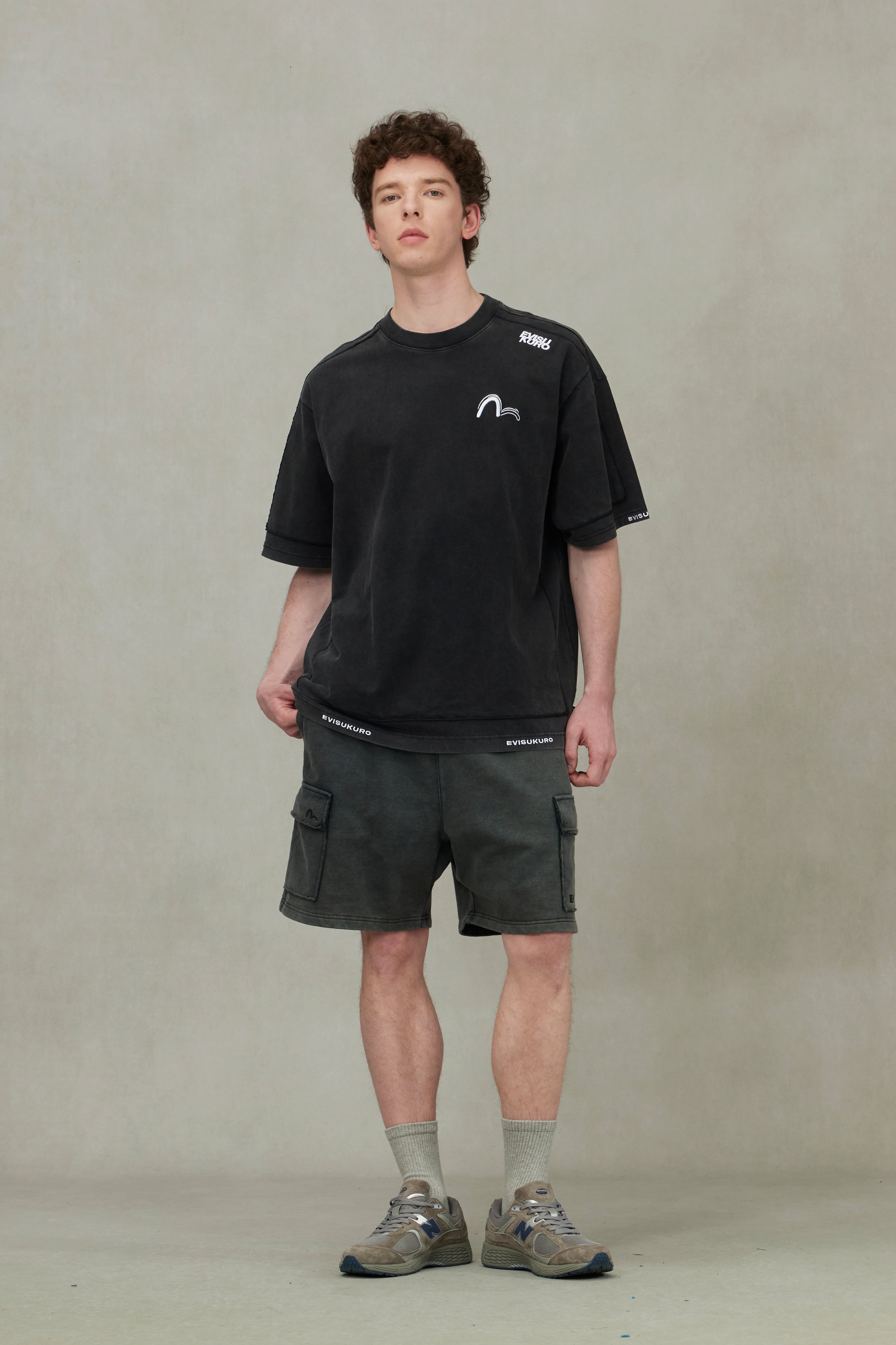 Logo and Seagull Embroidery Oversized T-shirt