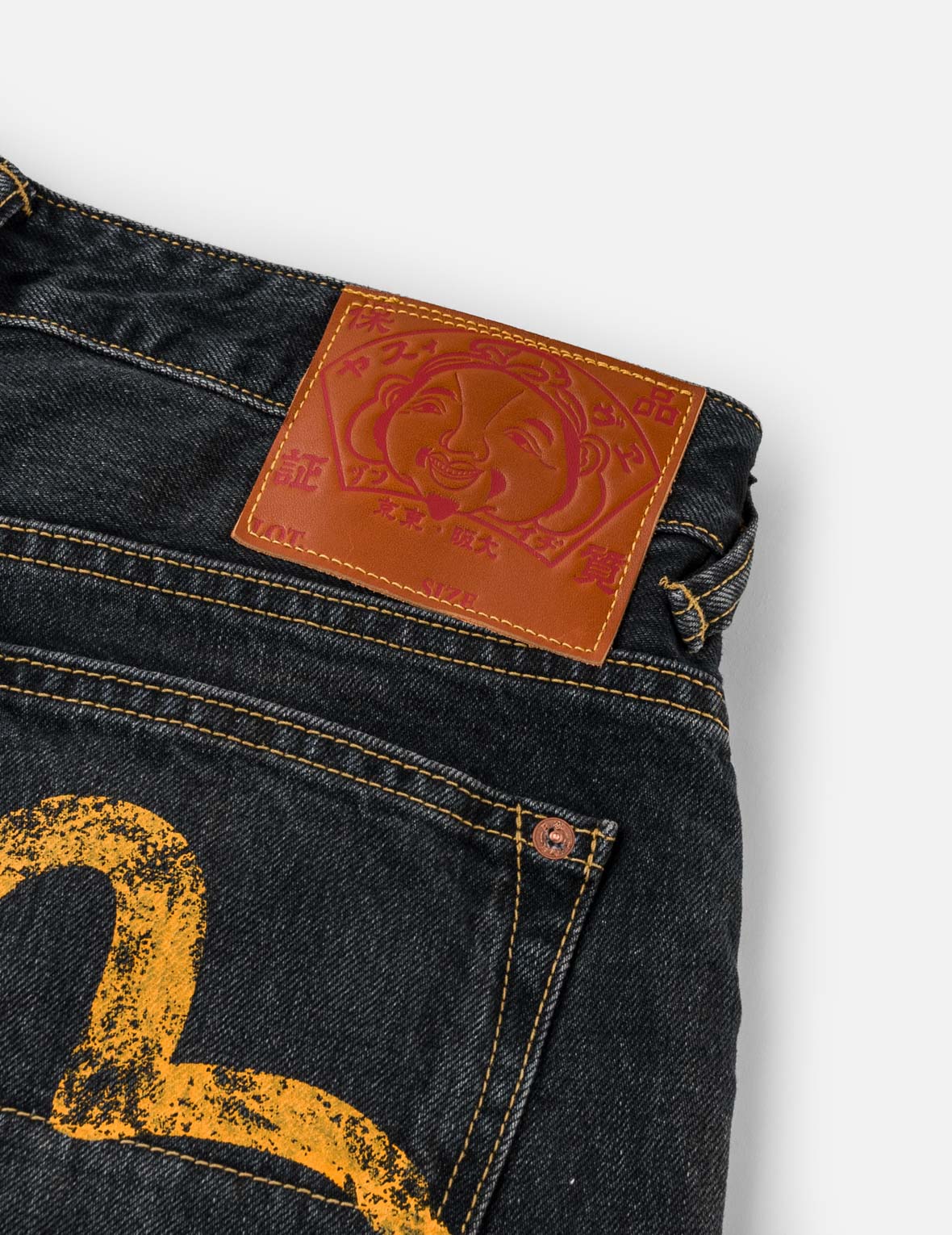Black Washed Seagull Print Relax Fit Jeans #2030