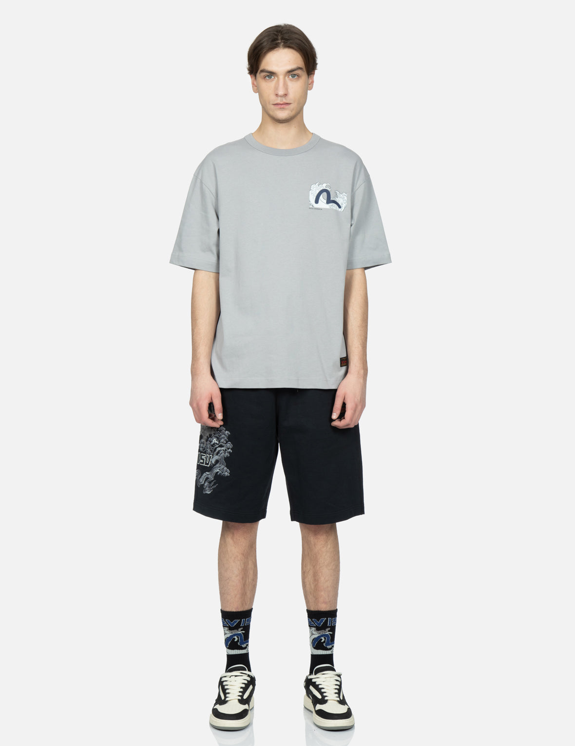 Eagle and Pine Tree Graphic Embroidery Sweat Shorts