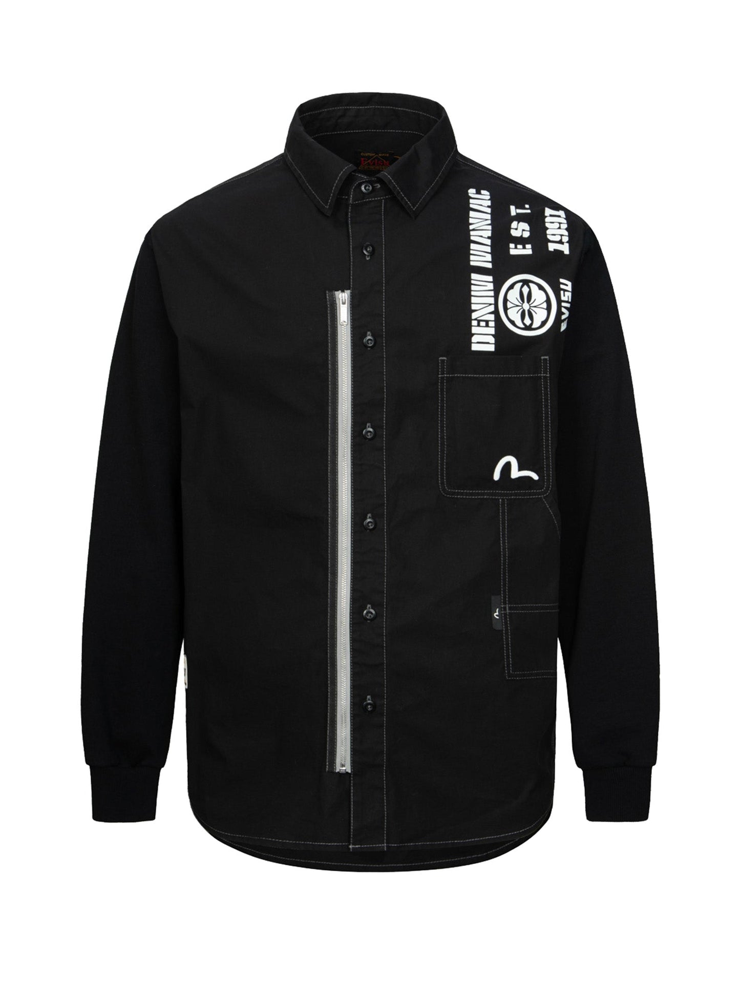 Contrast Stitching and Multi-Print Relax Fit Shirt