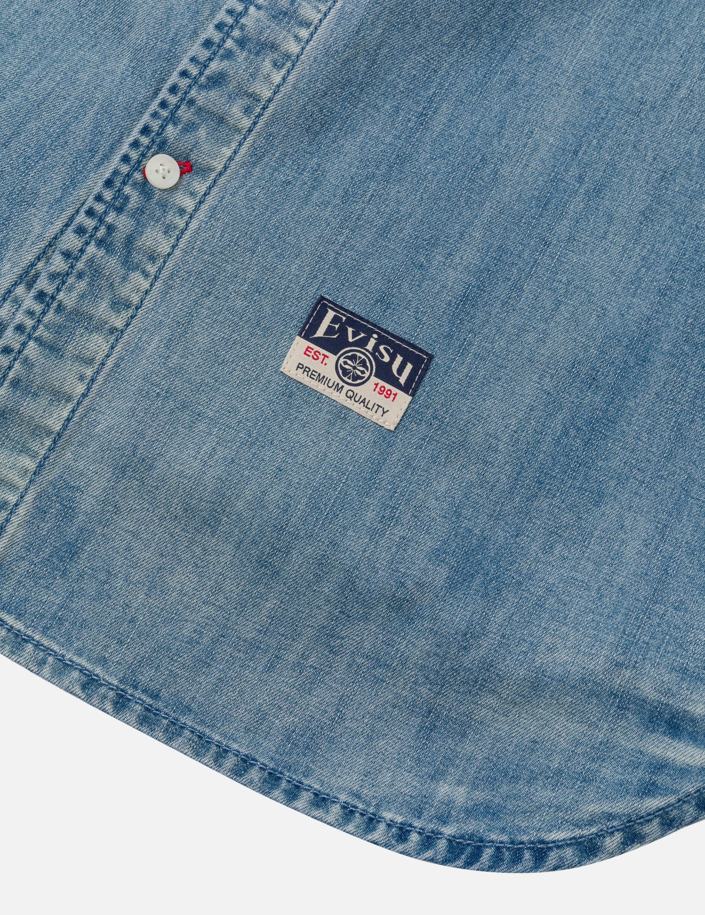 Artistic Brush Daicock Print Relax Fit Denim Short-Sleeves Shirt