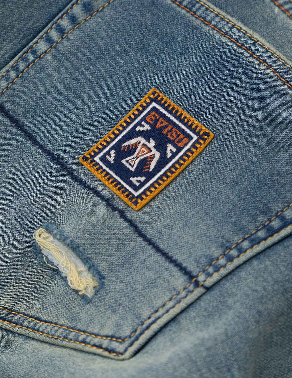 海鷗刺繡與人手編織掛繩休閒牛仔褲 #2030