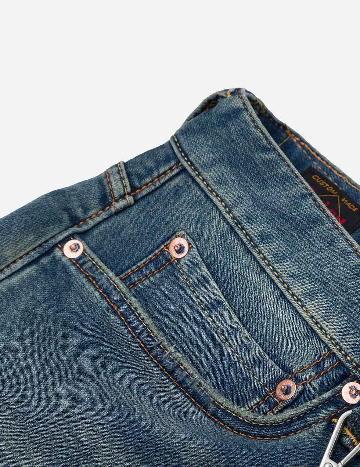 海鷗刺繡與人手編織掛繩休閒牛仔褲 #2030