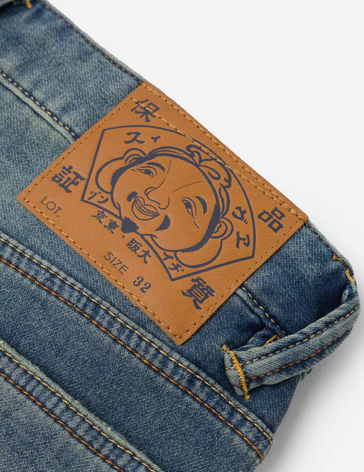 海鷗刺繡與人手編織掛繩休閒牛仔褲 #2030
