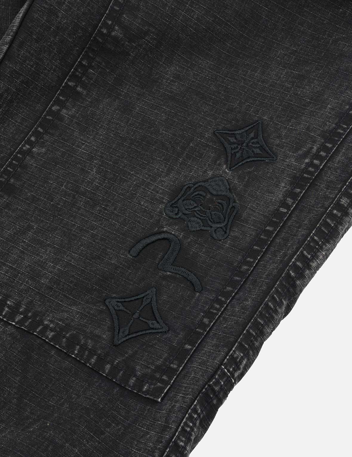 Seagull and Kamon Embroidery Straight Fit Woven Joggers