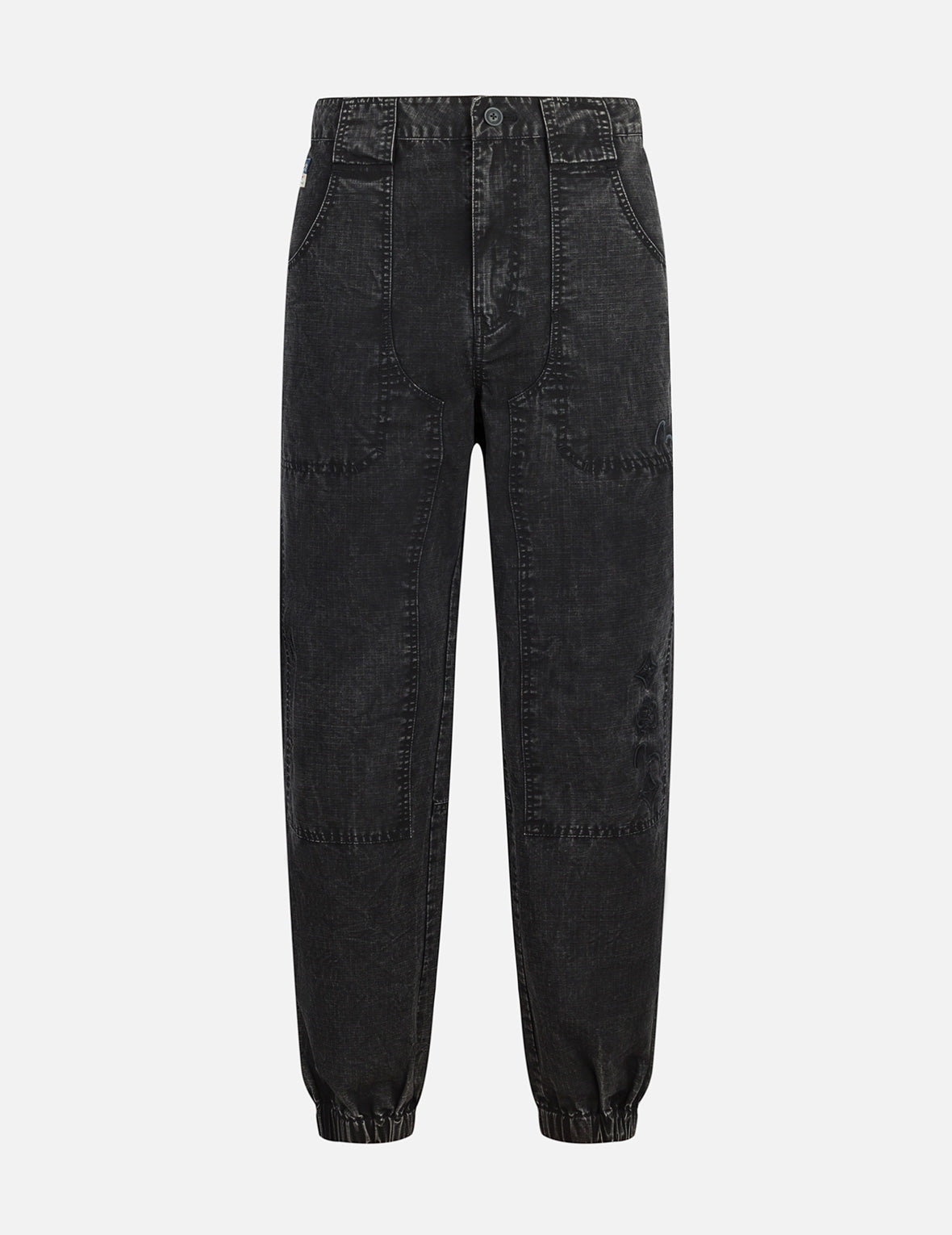 Seagull and Kamon Embroidery Straight Fit Woven Joggers