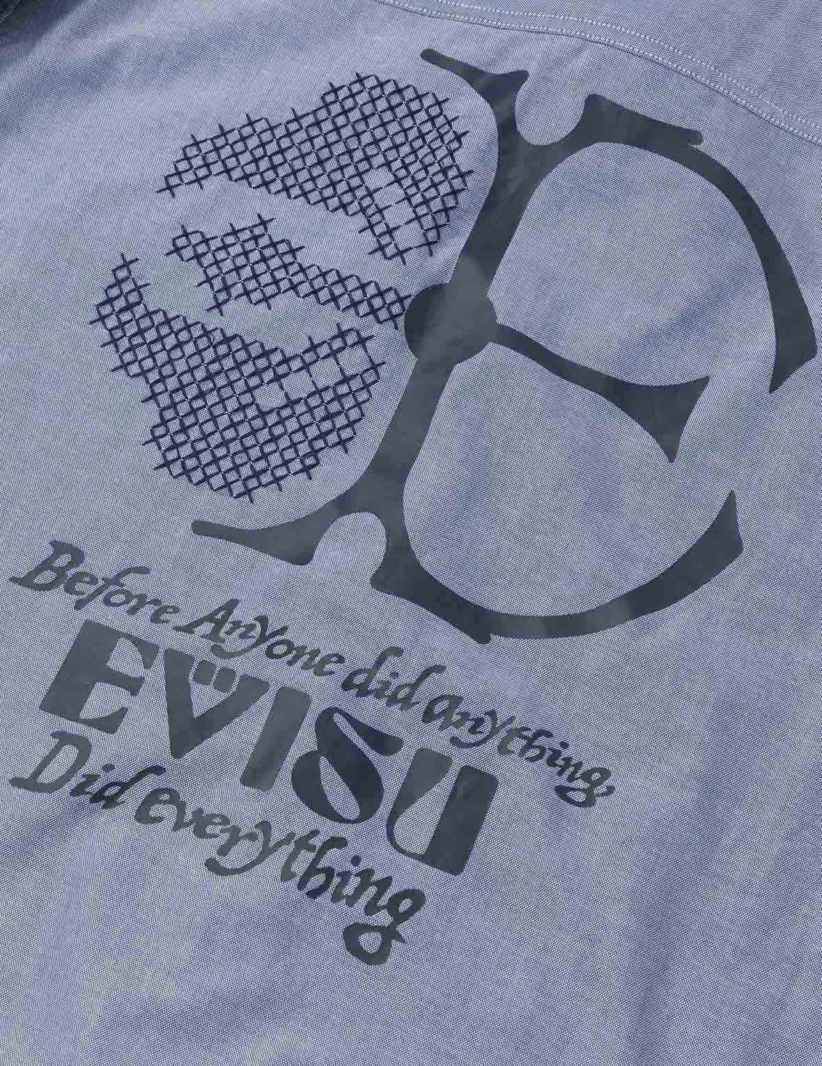 半家花刺繡和印花寬版休閒長袖襯衫