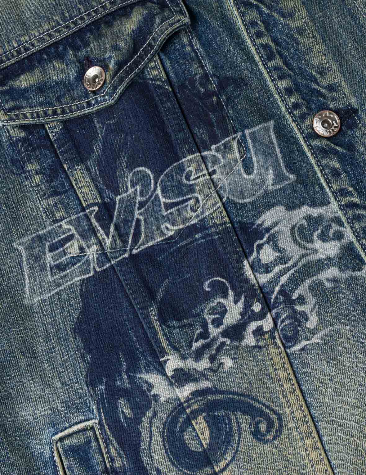 Allover Graffiti Printed Denim Jacket
