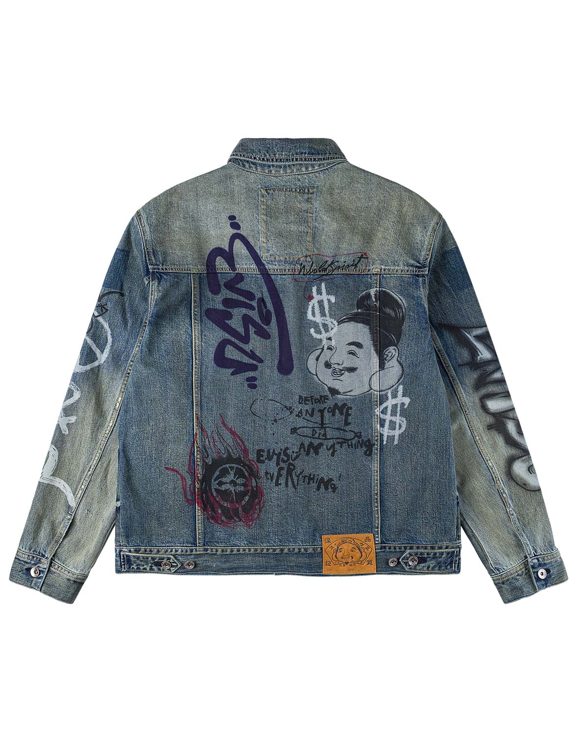 Allover Graffiti Printed Denim Jacket