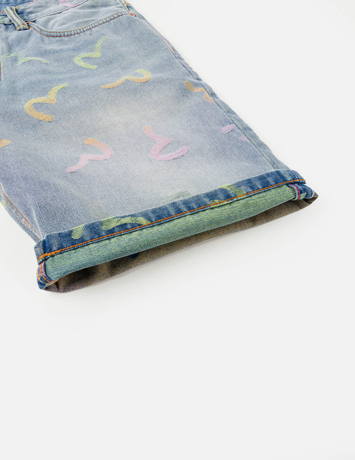 All-over Seagull Jacquard Denim Shorts