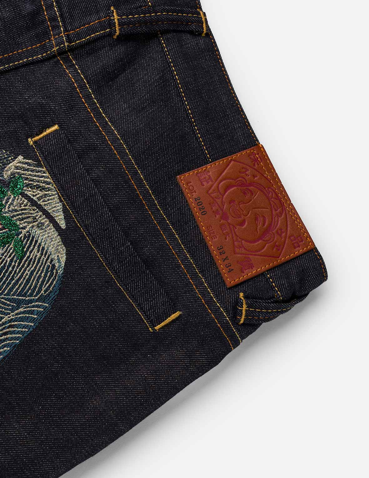 雙豹大M刺繡牛仔褲 #2020