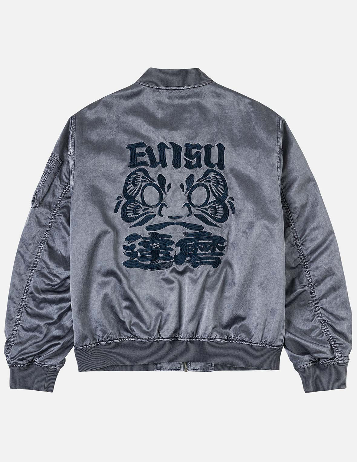 Garment Dyed Daruma Embroidery Bomber Jacket