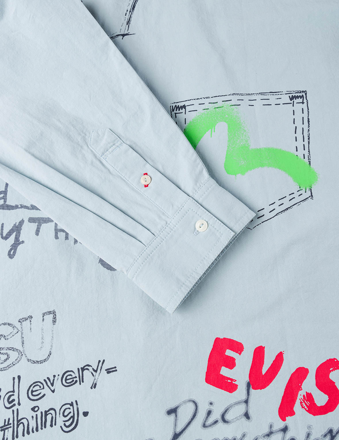 Hand-Drawn Print Long-Sleeve Shirt