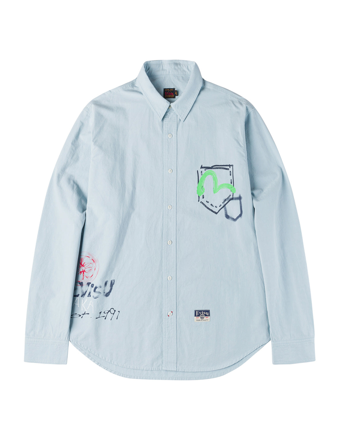 Hand-Drawn Print Long-Sleeve Shirt
