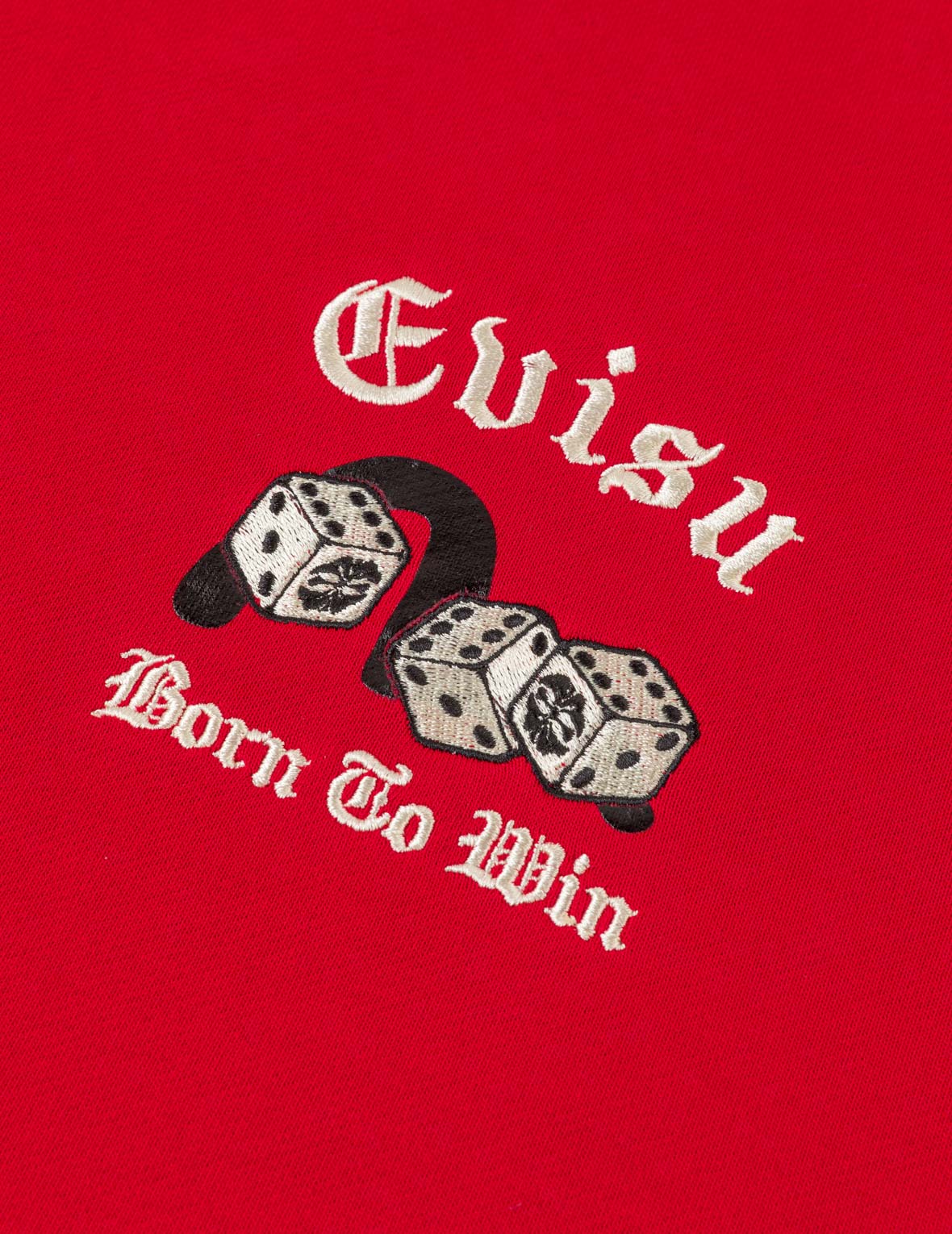 Poker Lucky Dice Embroidery Sweatshirt - Red