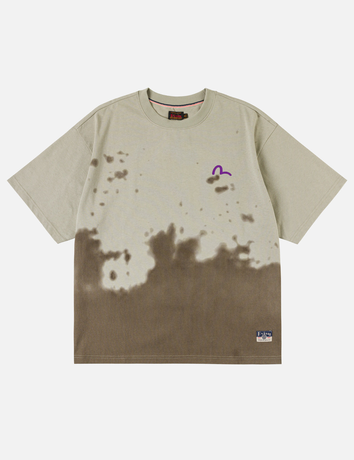 Baby Angel and Graffiti Print Dip-Dye T-shirt