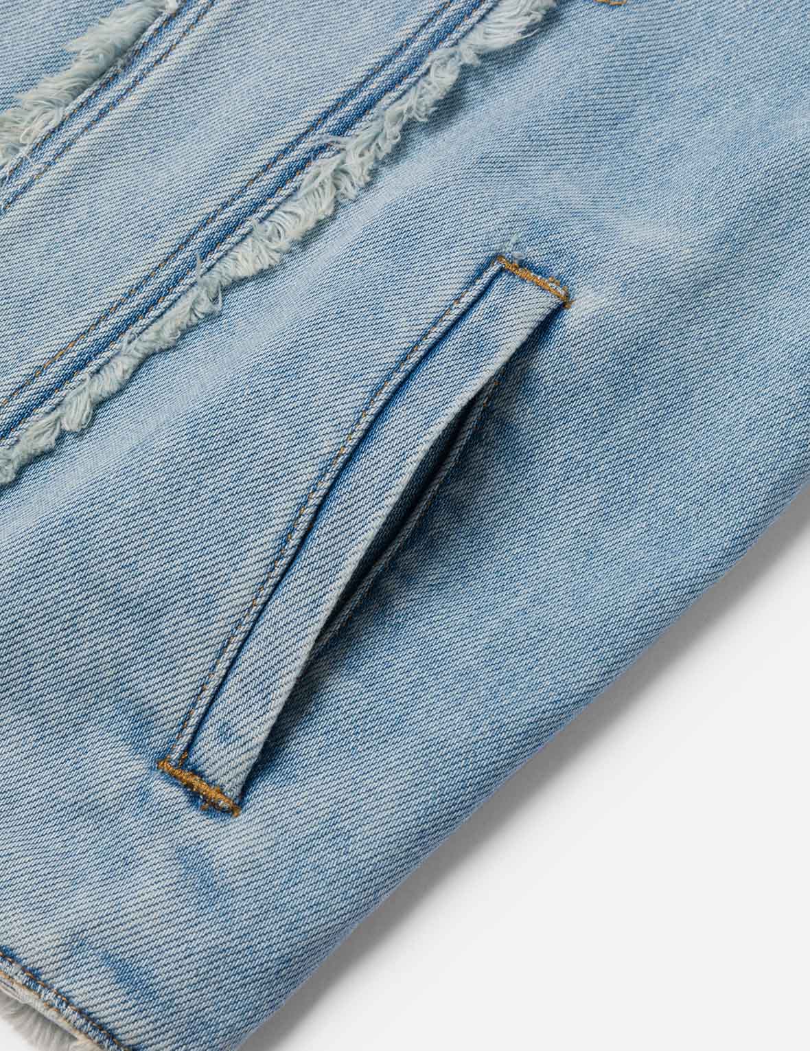 解構商標與海鷗刺繡超寬版牛仔外套