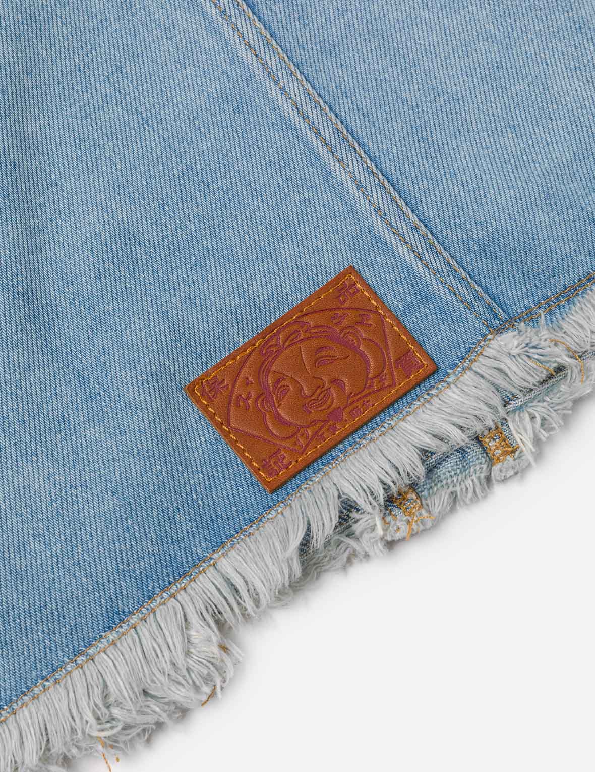 解構商標與海鷗刺繡超寬版牛仔外套