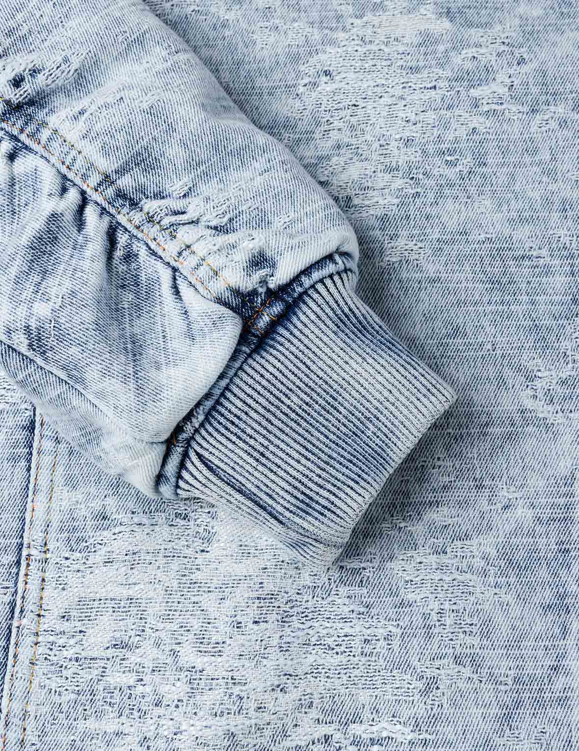 Detachable Distressed Denim Bomber Jacket