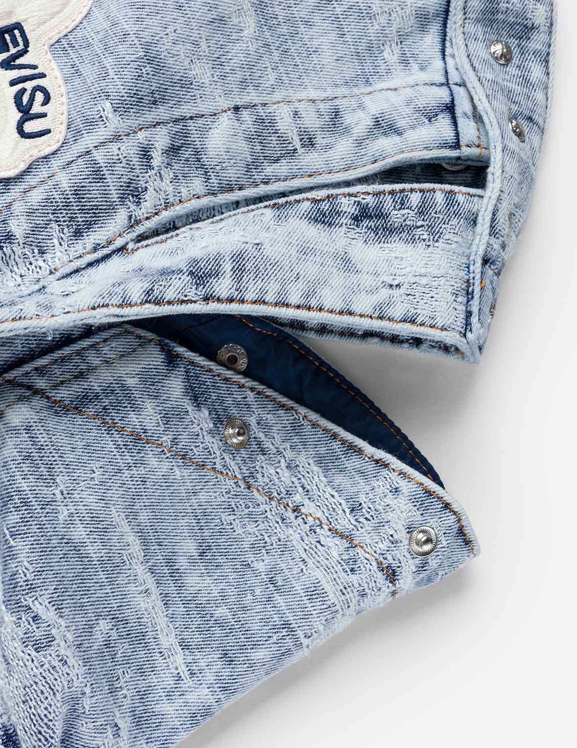 Detachable Distressed Denim Bomber Jacket