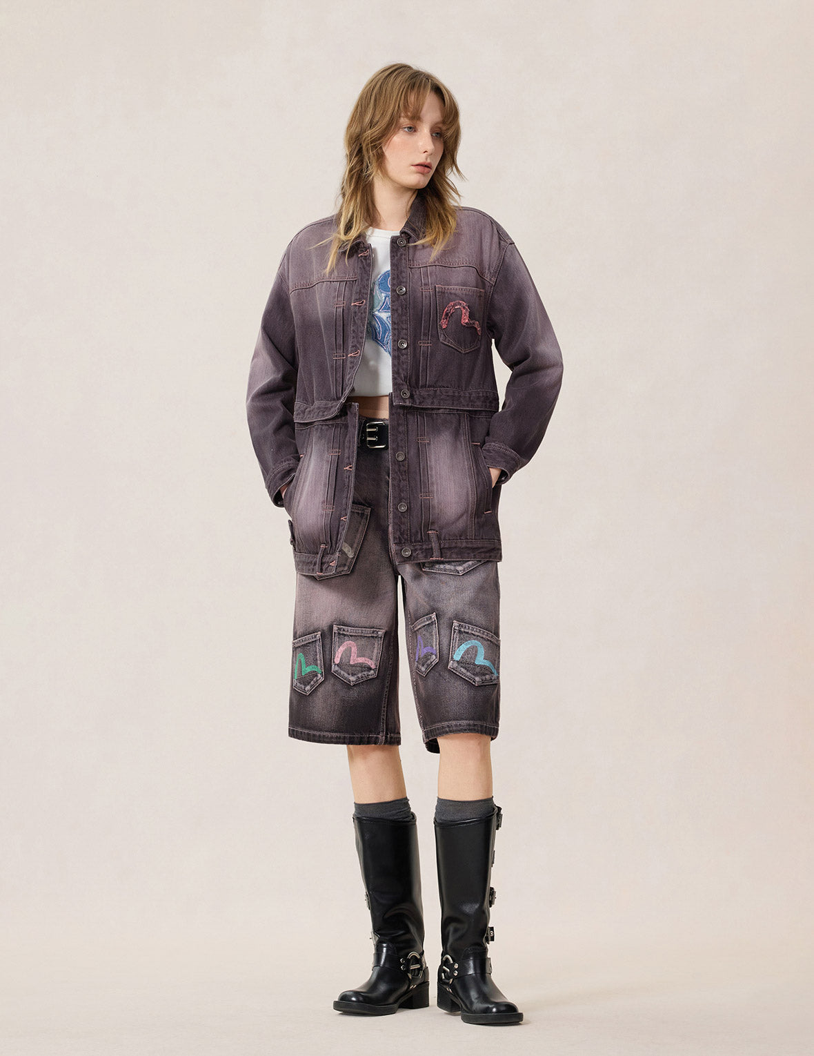 Embroidery Two Way Denim Jacket