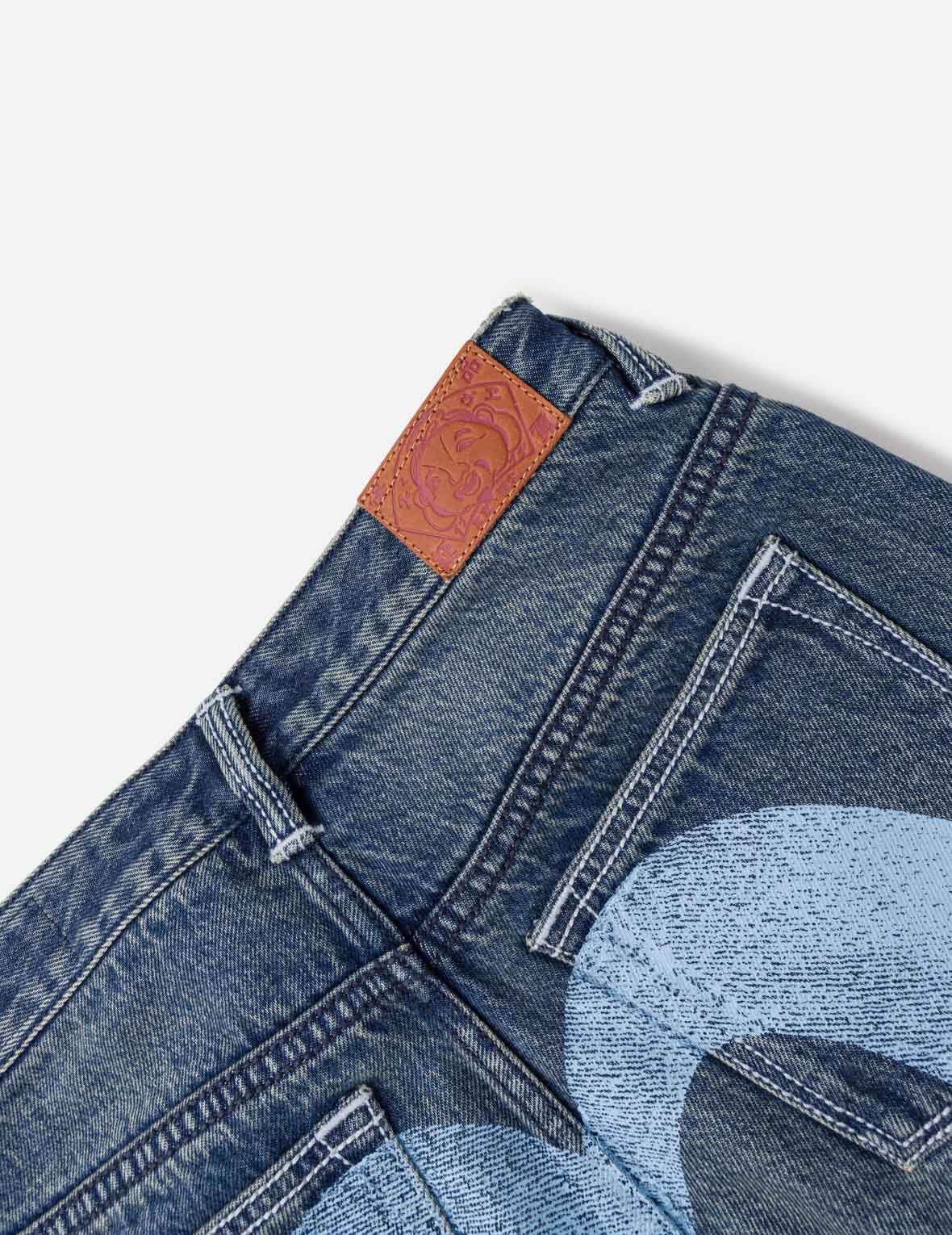 Light Blue Washed Daicock Print Jeans