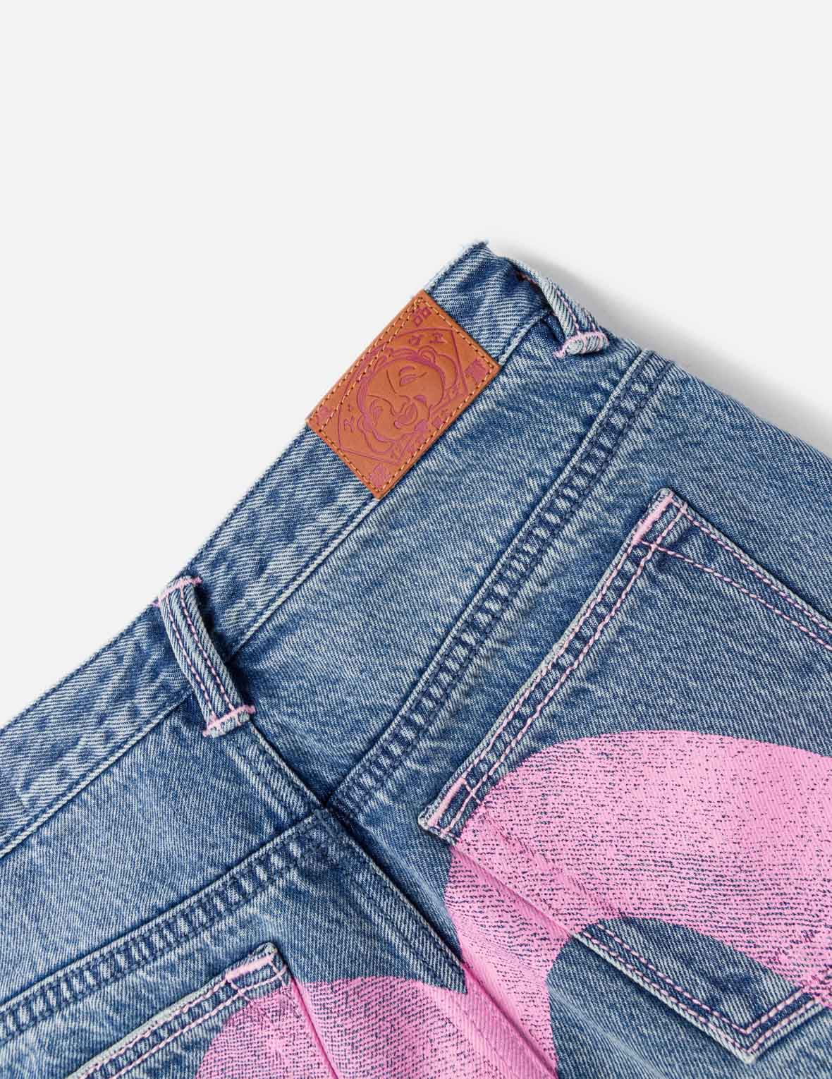 Light Pink Washed Daicock Print Jeans