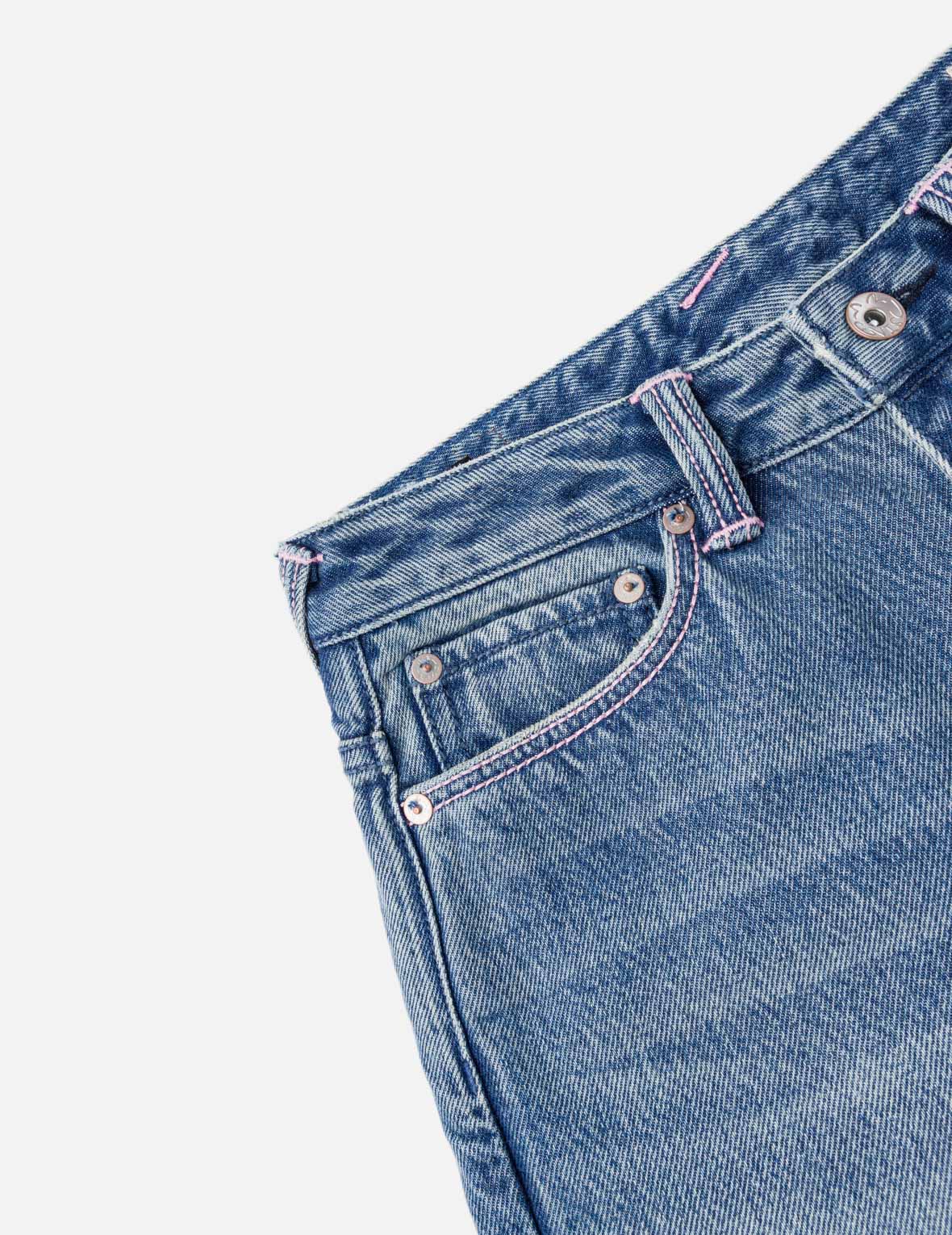 Light Pink Washed Daicock Print Jeans
