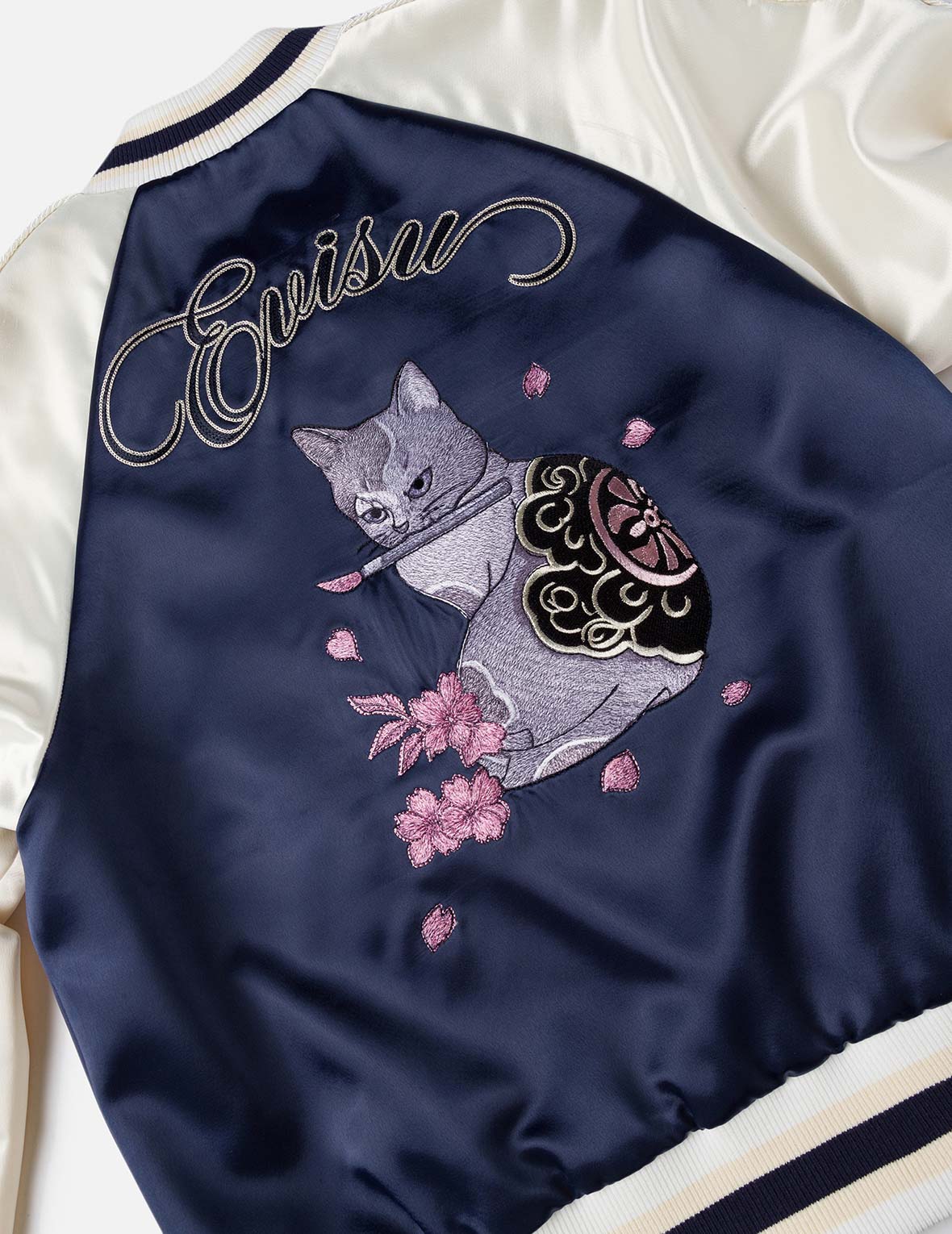 Cat Theme Embroidery Souvenir Jacket