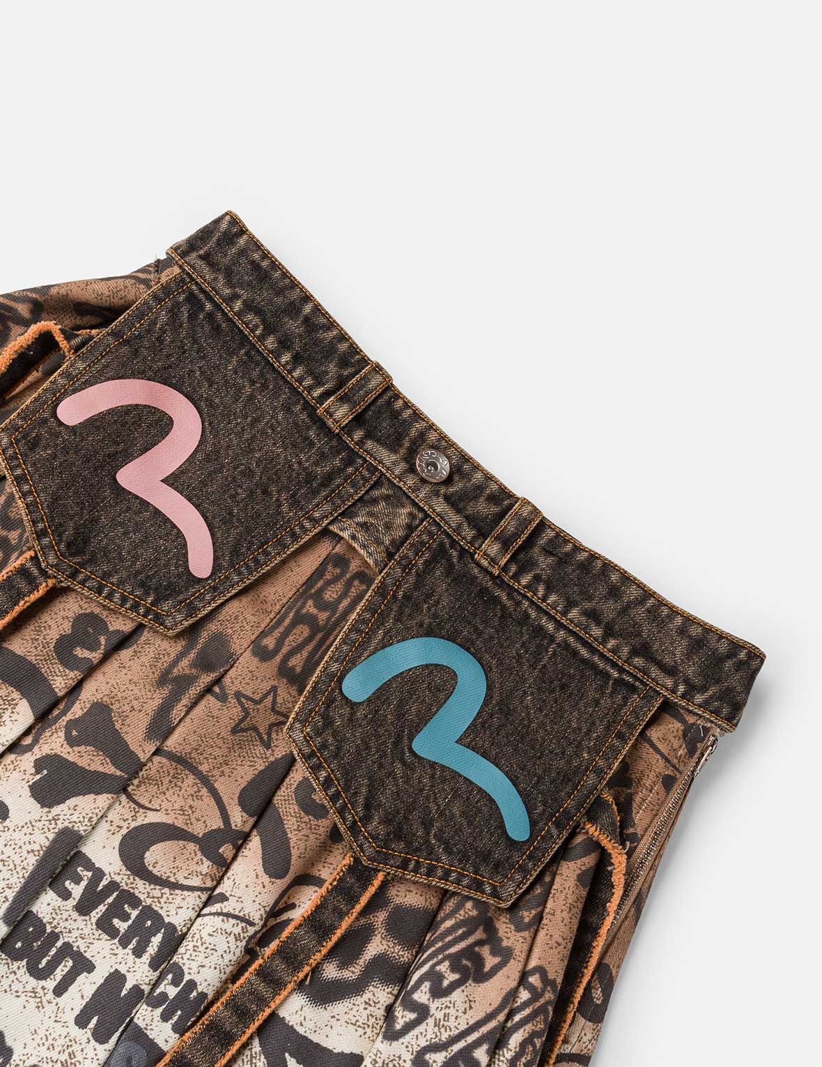 二合一牛仔百褶短裙