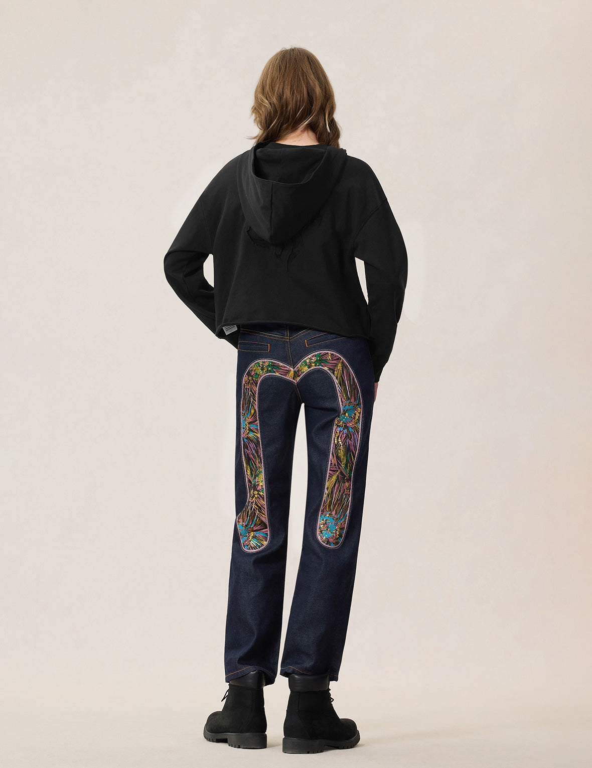 Reversed Fabric Patched Sweatshirt