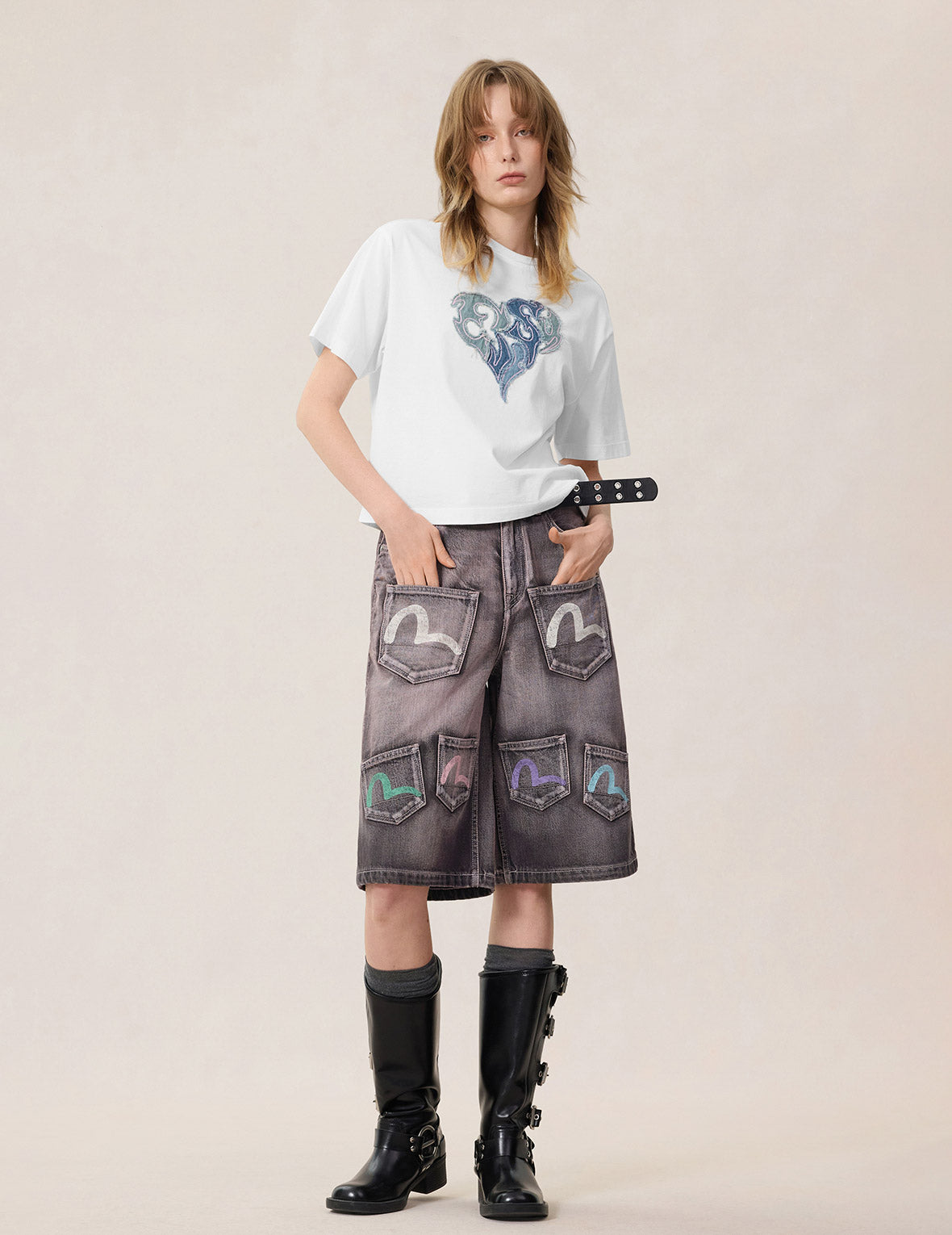 Evisu Denim Appliqué T-Shirt
