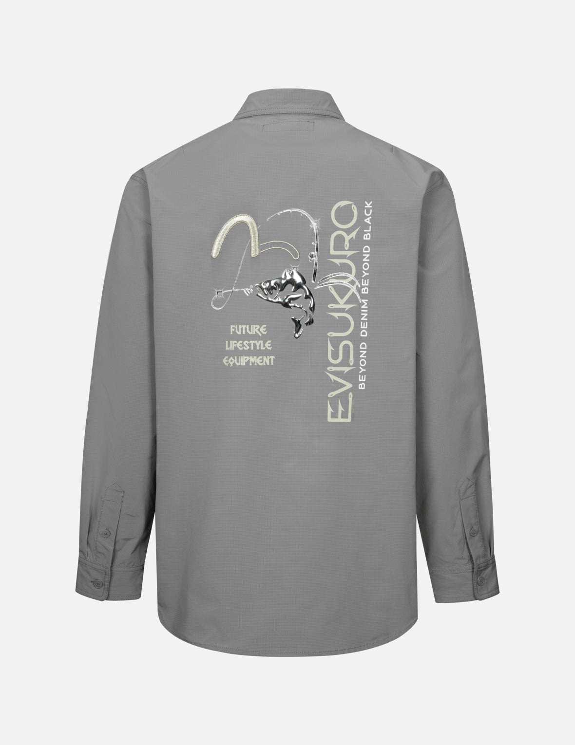3D Metallic Fishing Logo Print Relax Fit Shirt