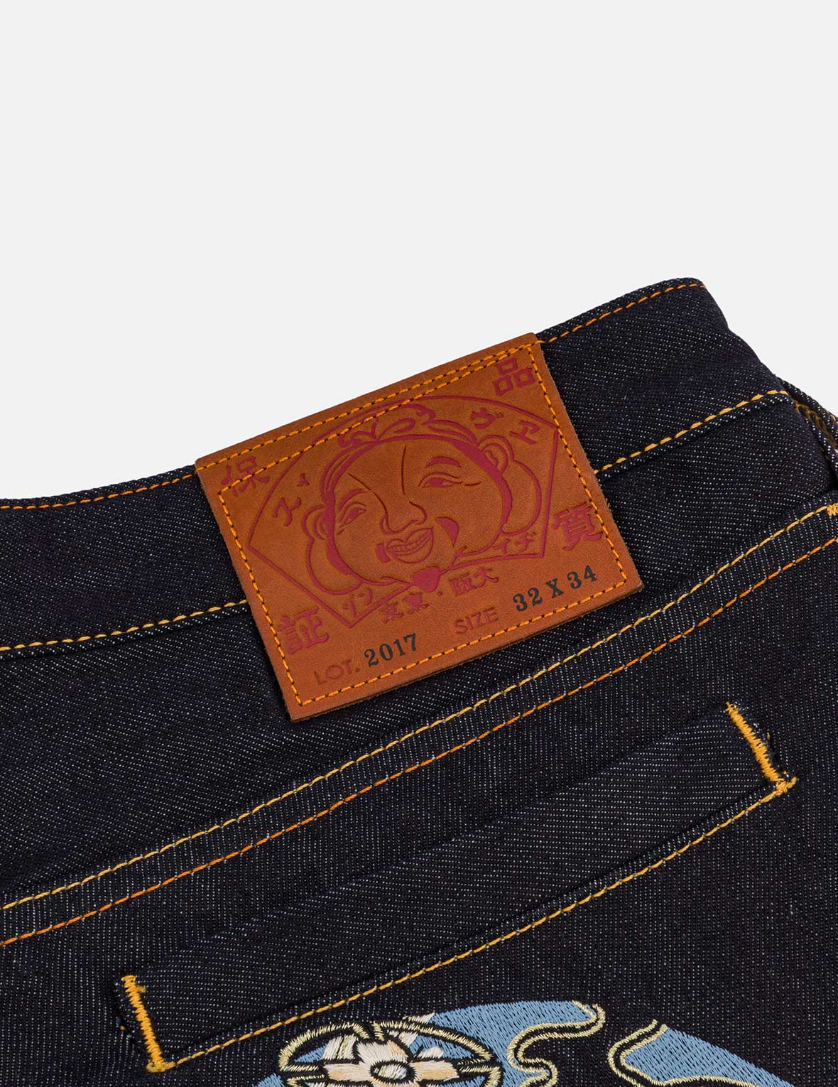 Ninja Daruma Daicock Embroidery Taper Fit Jeans #2017