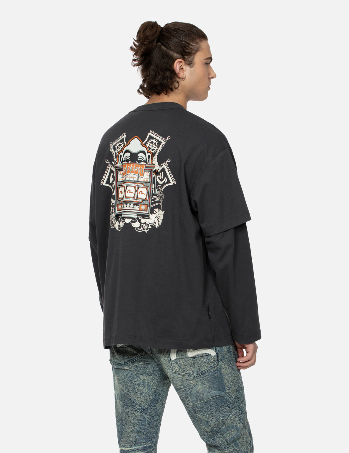 Godhead Slot Machine Print Loose Fit  Long-Sleeve T-Shirt