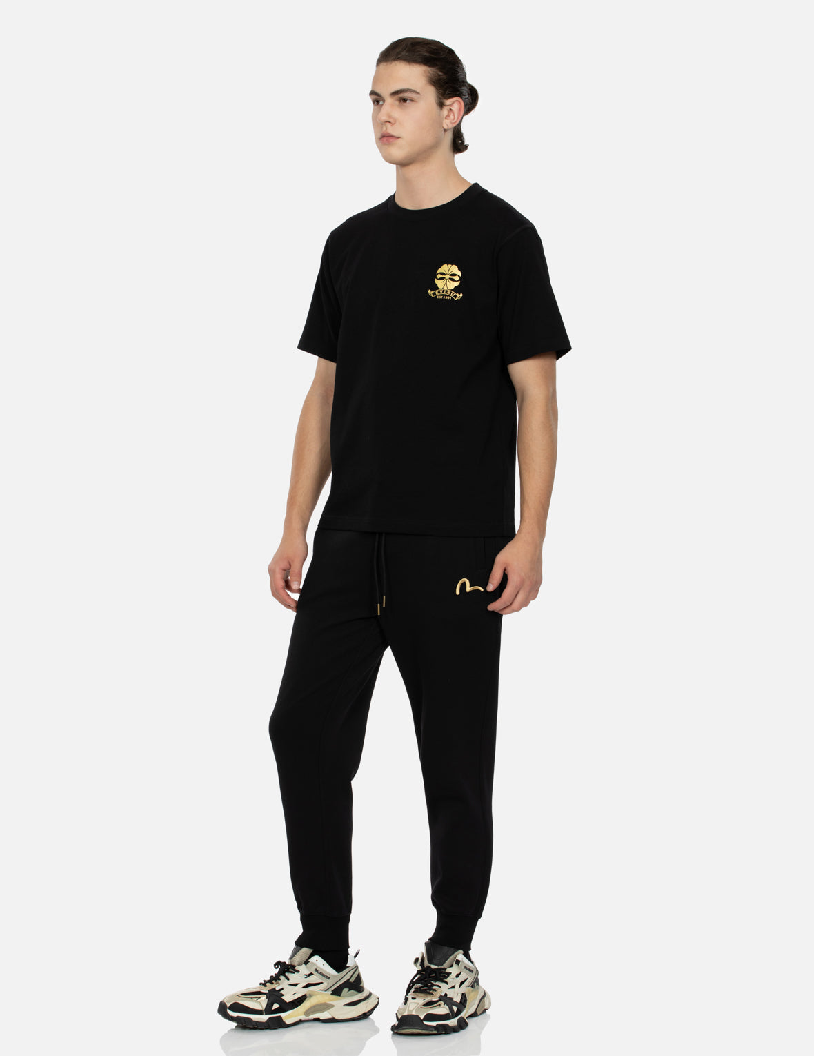 Kamon and Logo Foil Print Regular Fit T-shirt