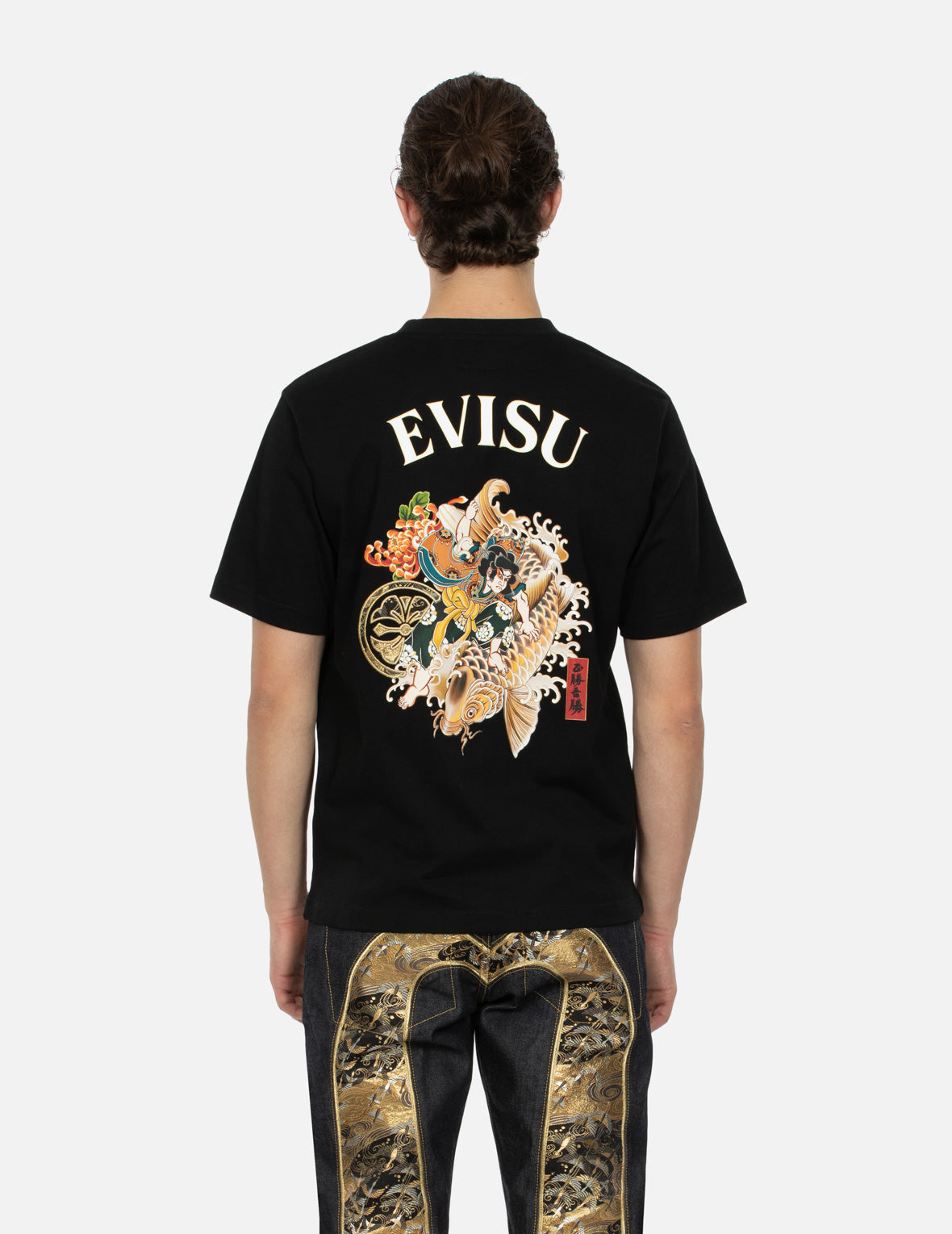 Sea God Print and Seagull Brocade Appliqué  Regular Fit T-shirt