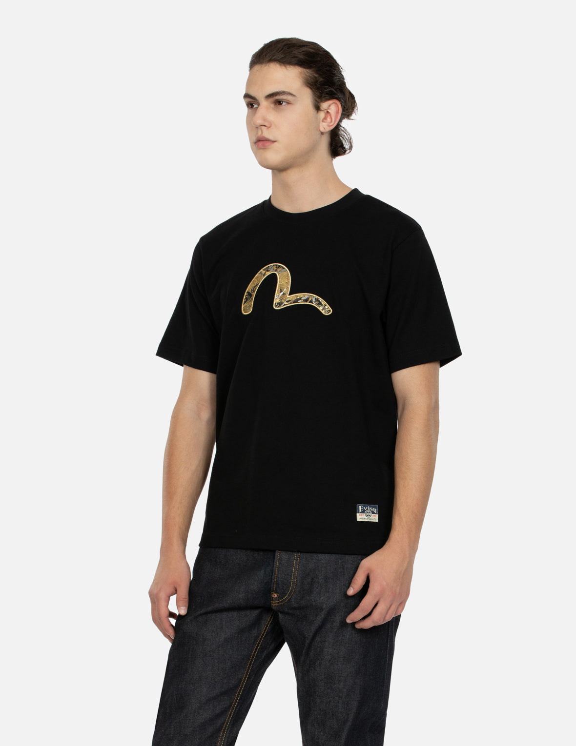 Sea God Print and Seagull Brocade Appliqué  Regular Fit T-shirt
