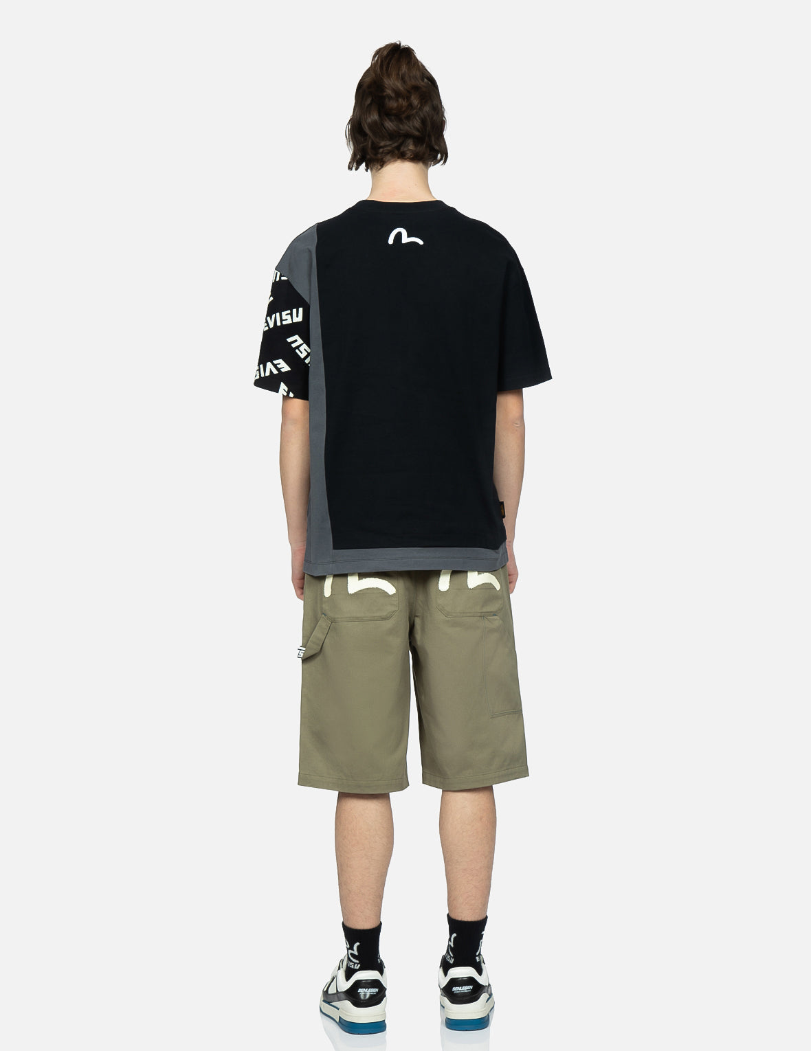Stencil Slogan and Seagull Print Bermuda Pants