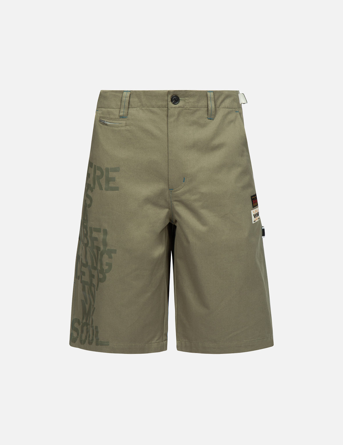 Stencil Slogan and Seagull Print Bermuda Pants