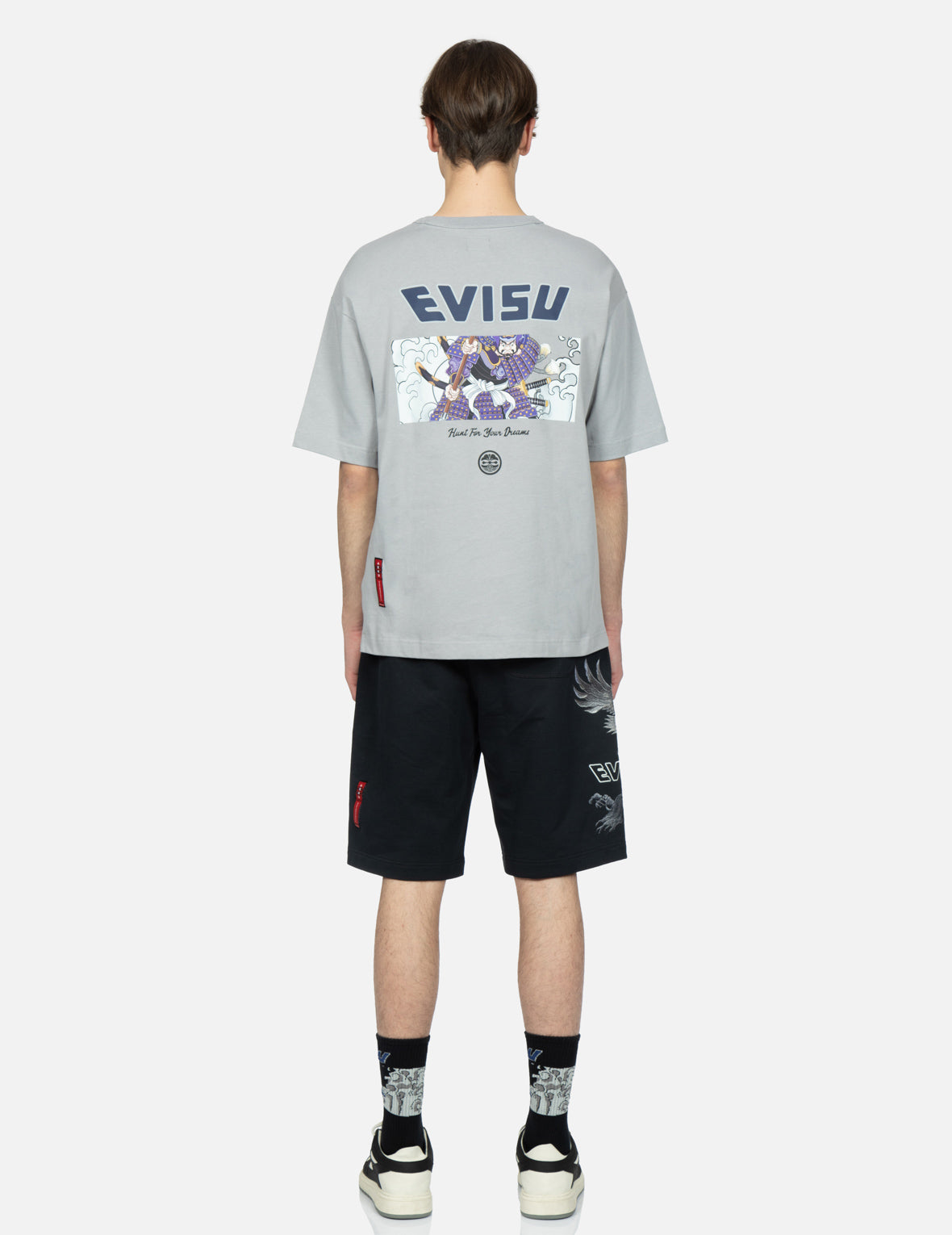 Eagle and Pine Tree Graphic Embroidery Sweat Shorts
