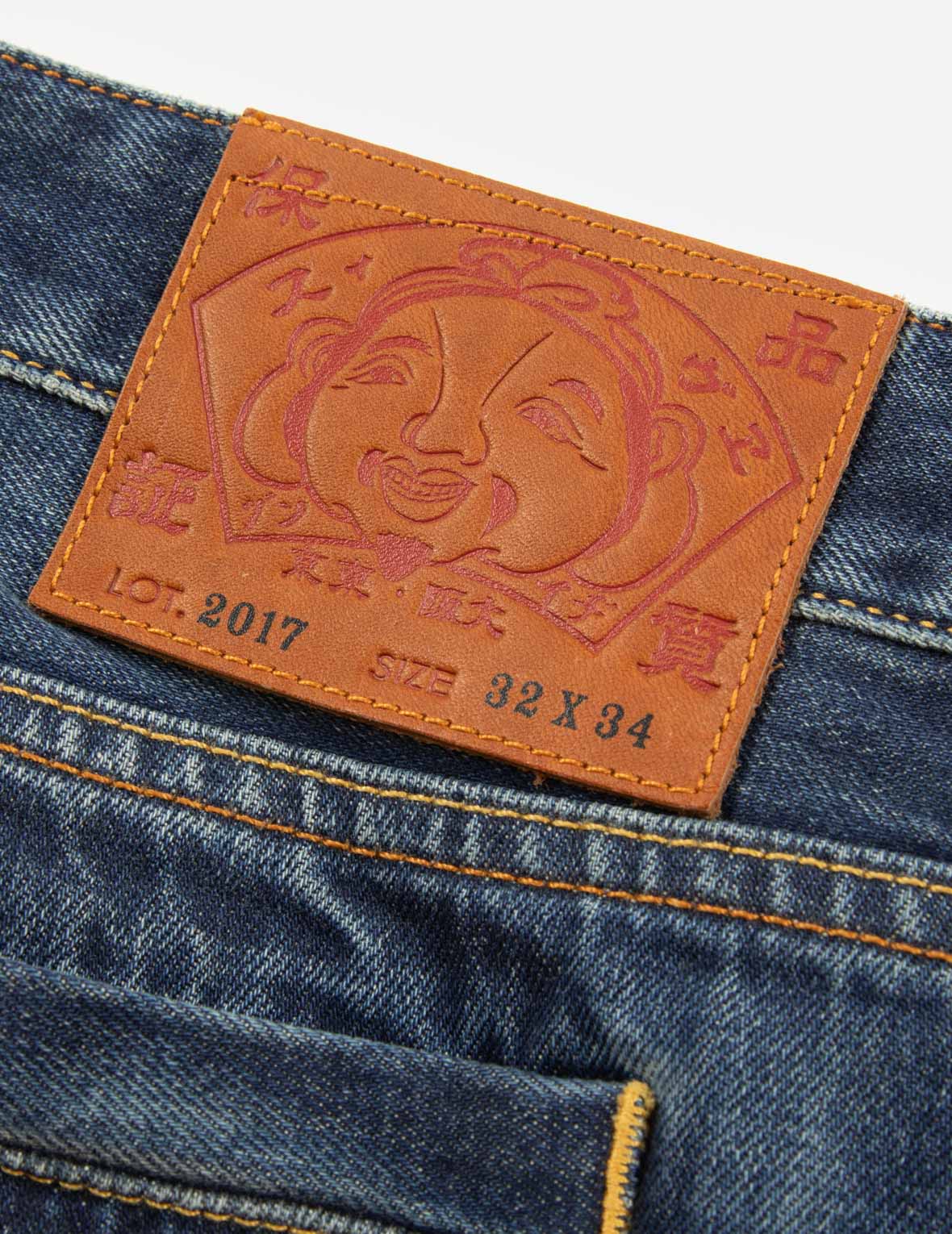 Hanafuda Daruma Daicock Embroidery Taper Fit Denim Jeans #2017