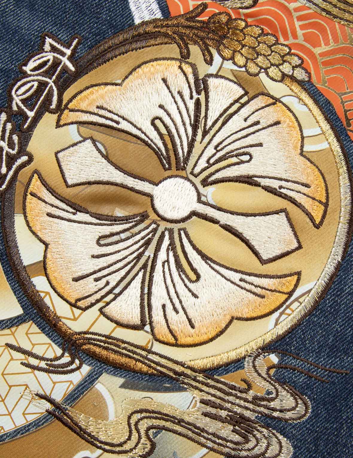 Hanafuda Daruma Daicock Embroidery Taper Fit Denim Jeans #2017