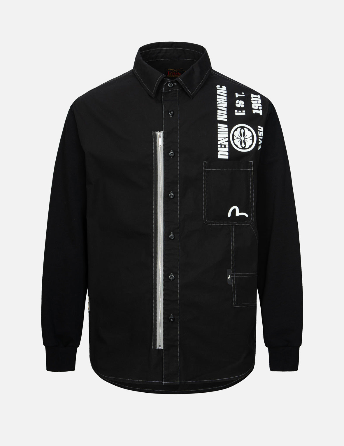 Contrast Stitching and Multi-Print Relax Fit Shirt
